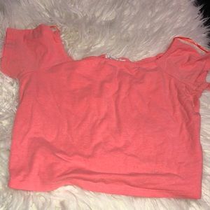 Ambiance Apparel Pink/Salmon Off Shoulder Crop Top